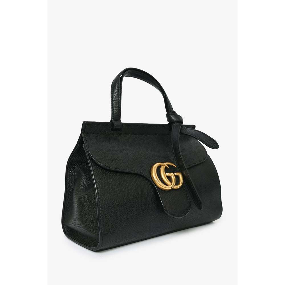 Gucci Black Grained Leather GG Top Handle with Strap - Picture 2 of 3